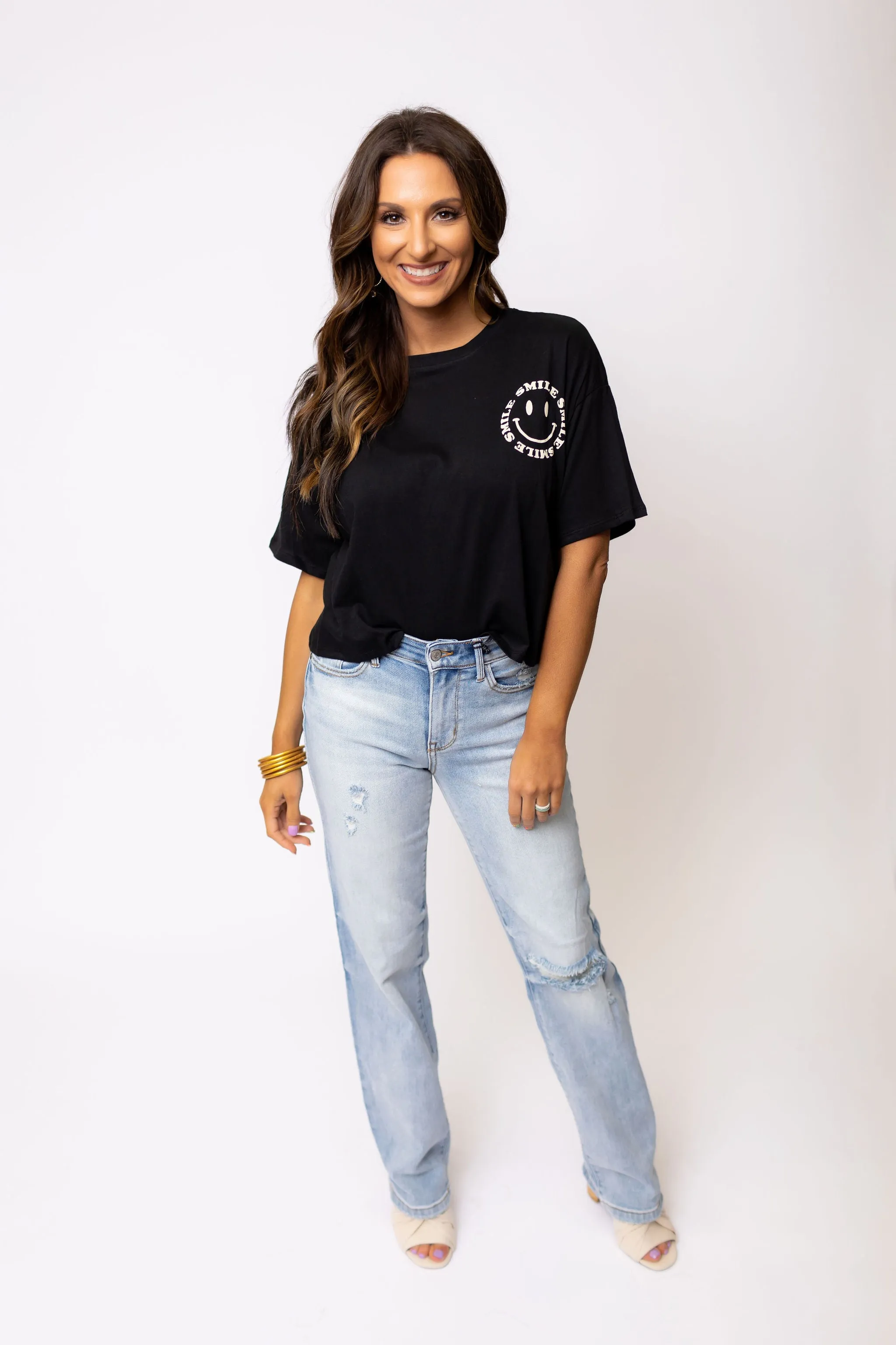 Smile Cropped Graphic Tee