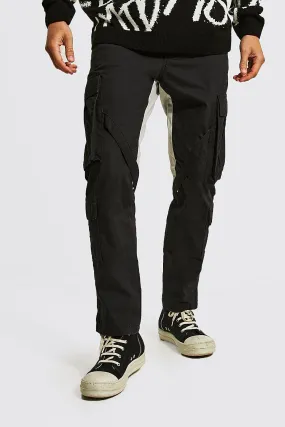 Straight Leg Panelled Cargo Trousers