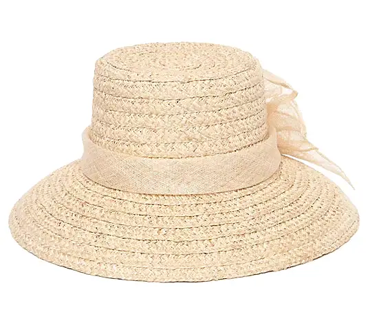 Straw Dress Hat with Triple Floral Band