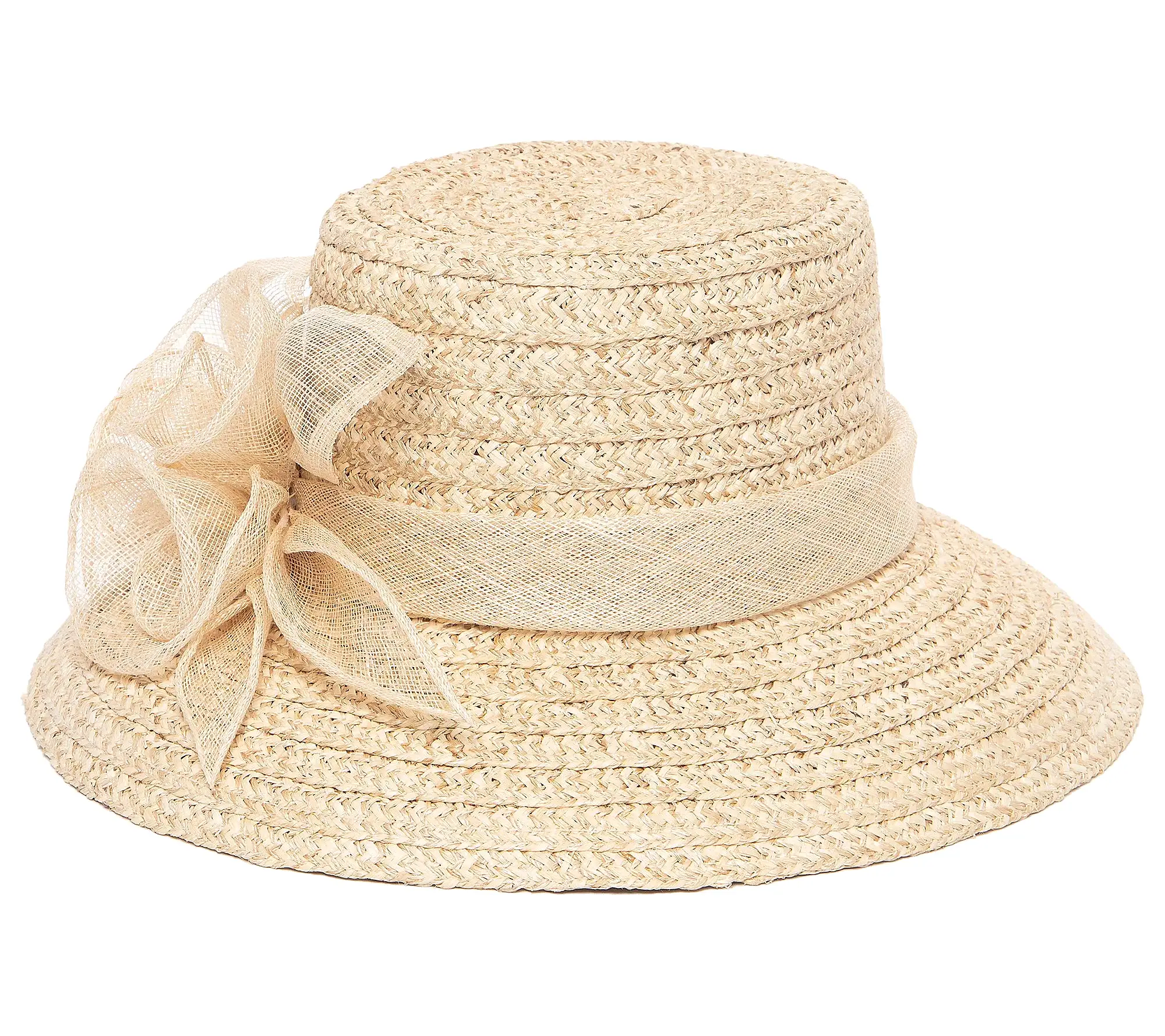 Straw Dress Hat with Triple Floral Band