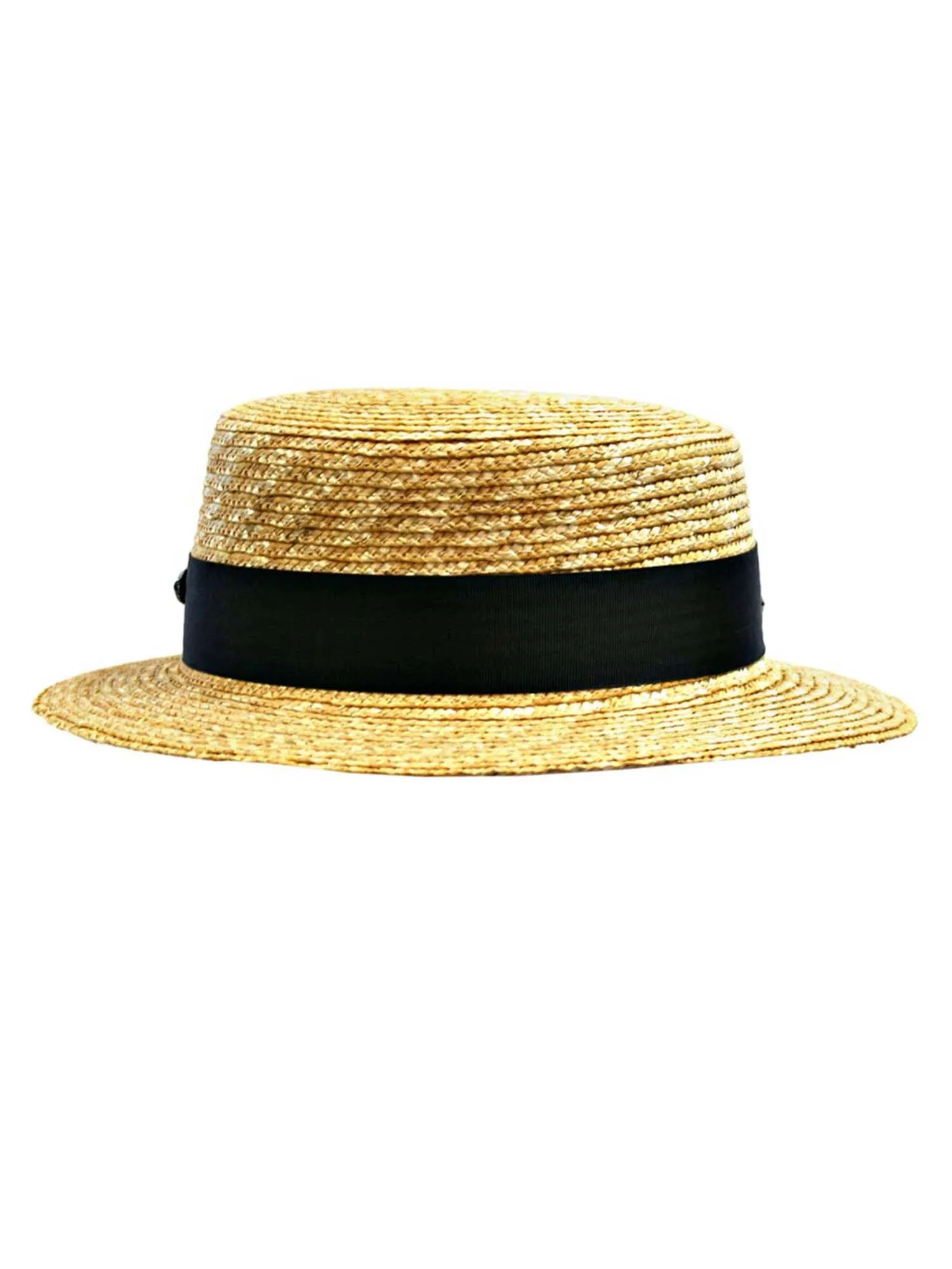 Straw Sun Hat With Black Rhinestone Band