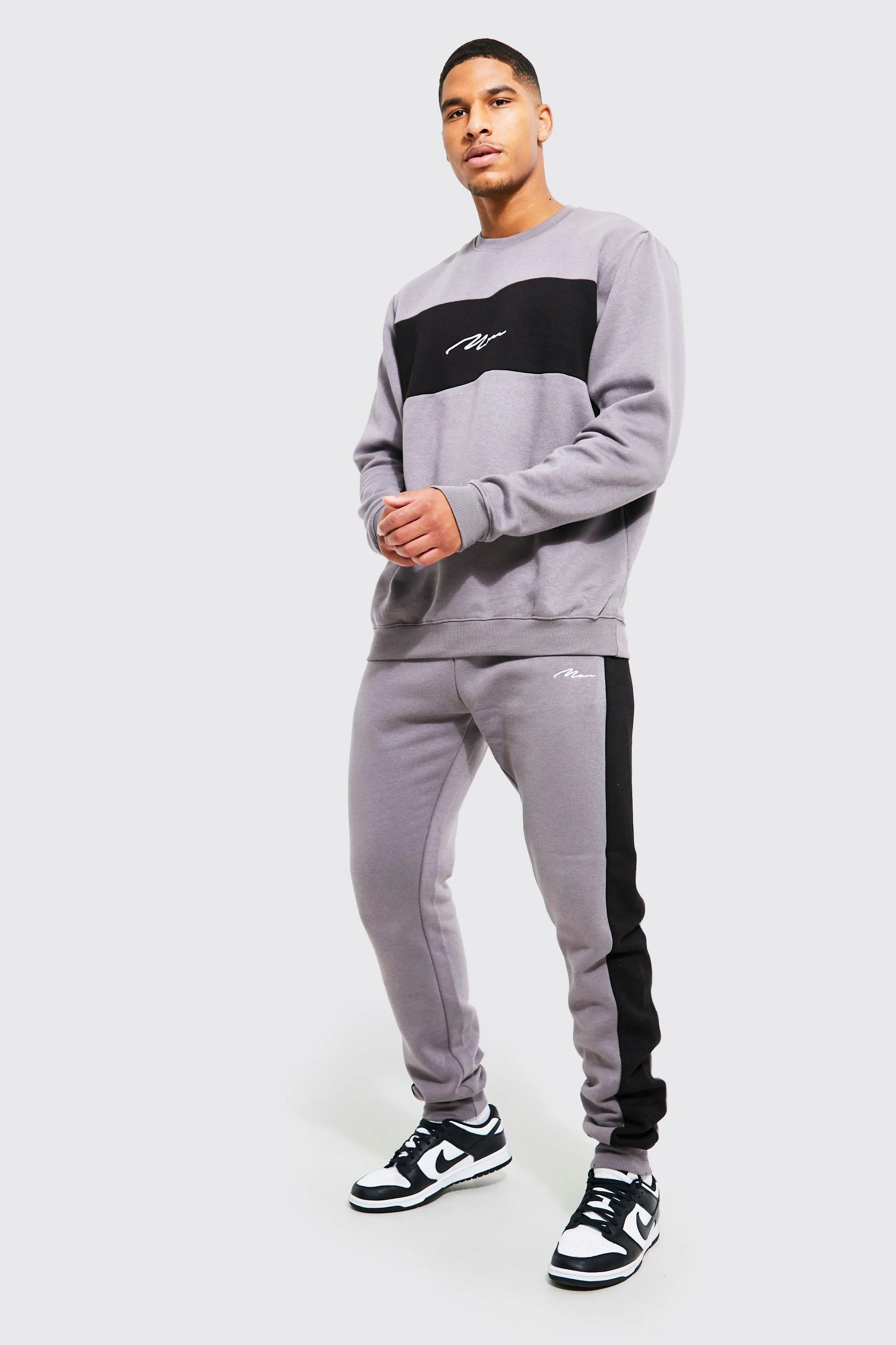 Tall Script Colour Block Sweater Tracksuit