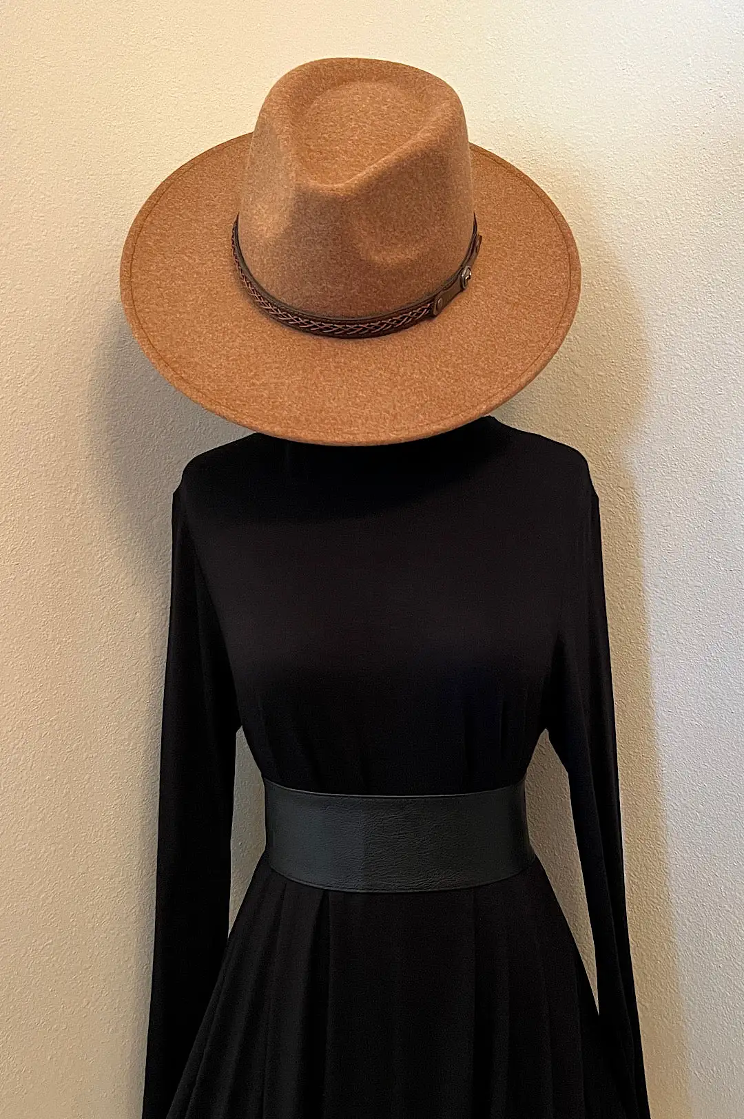 Tan Faux Leather Band Hat