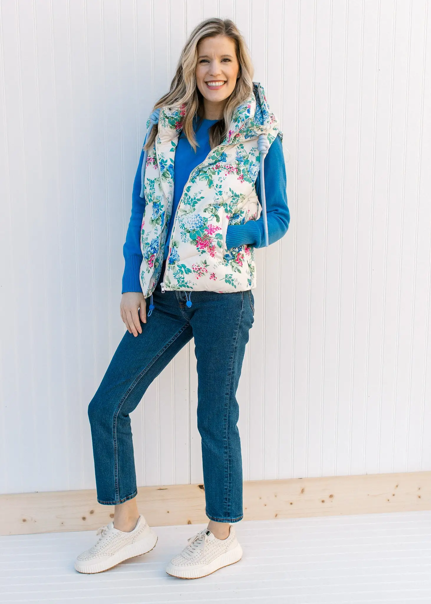 The Blue Floral Puffer Vest