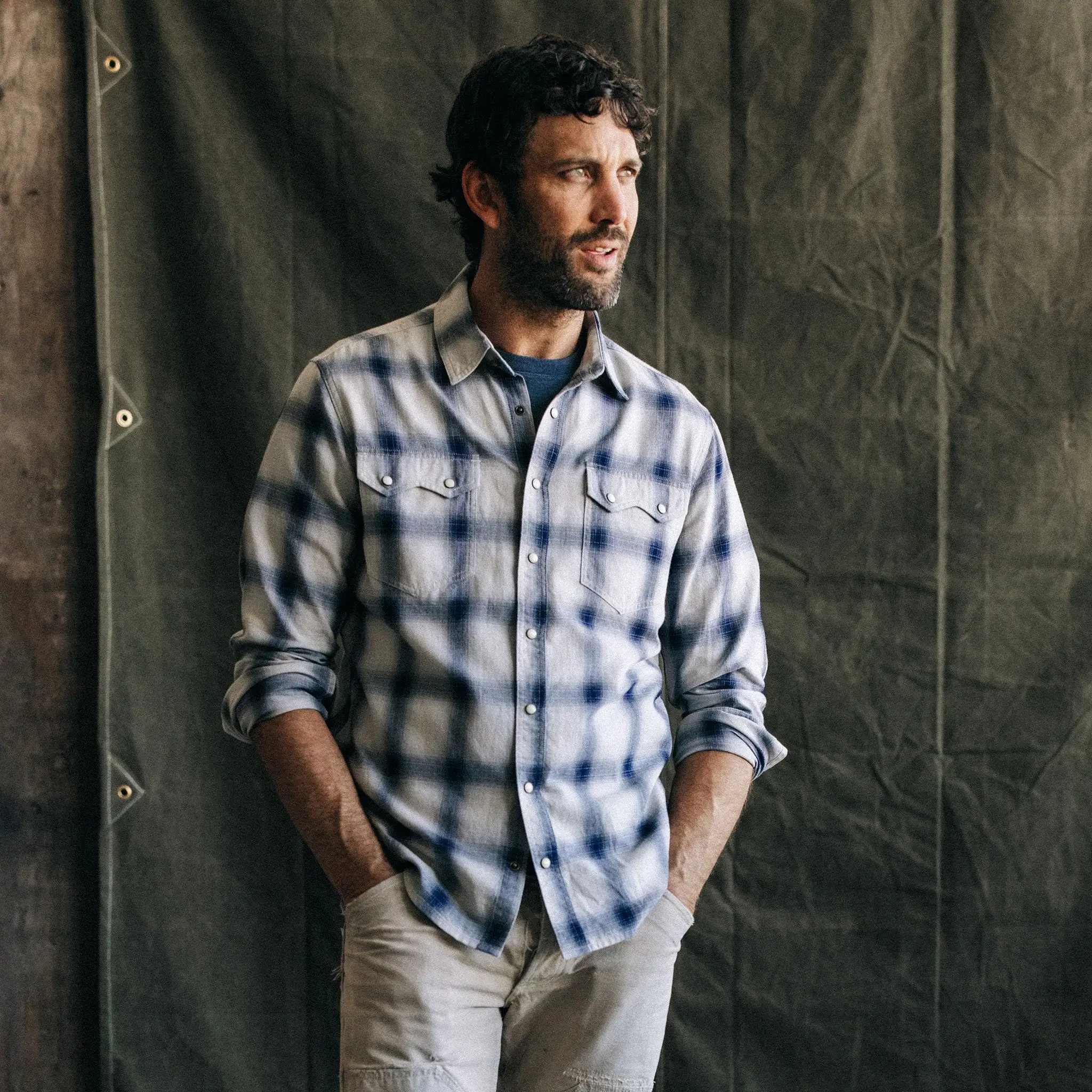 The Frontier Shirt in Indigo Shadow Plaid