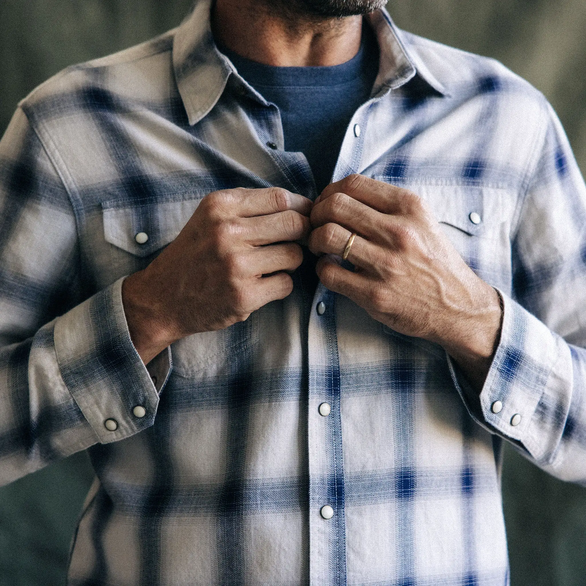 The Frontier Shirt in Indigo Shadow Plaid