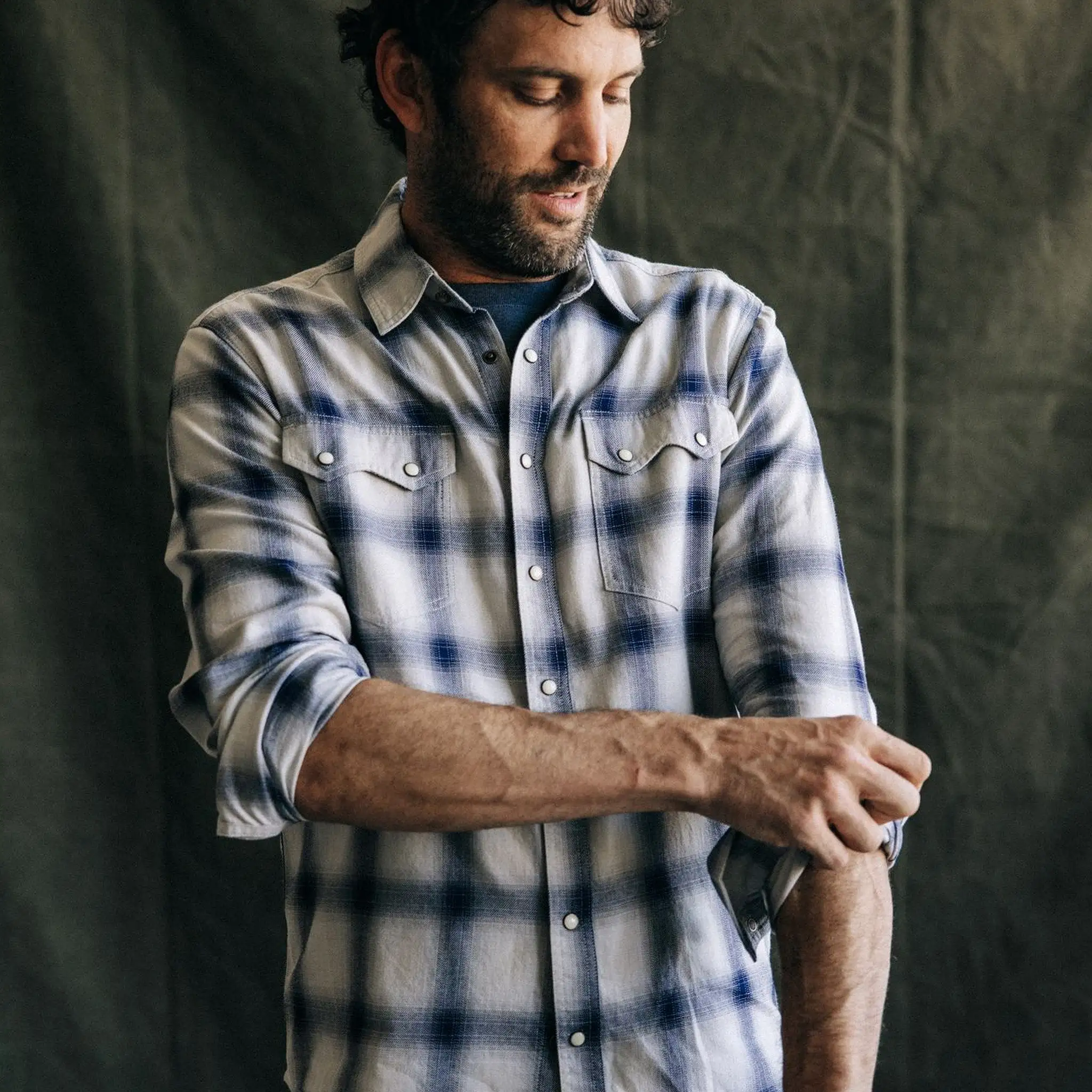 The Frontier Shirt in Indigo Shadow Plaid