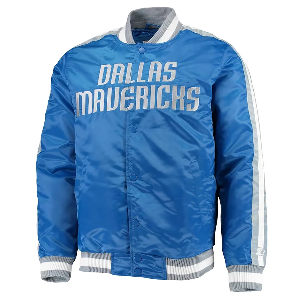 The Offensive Dallas Mavericks Blue Varsity Satin Jacket