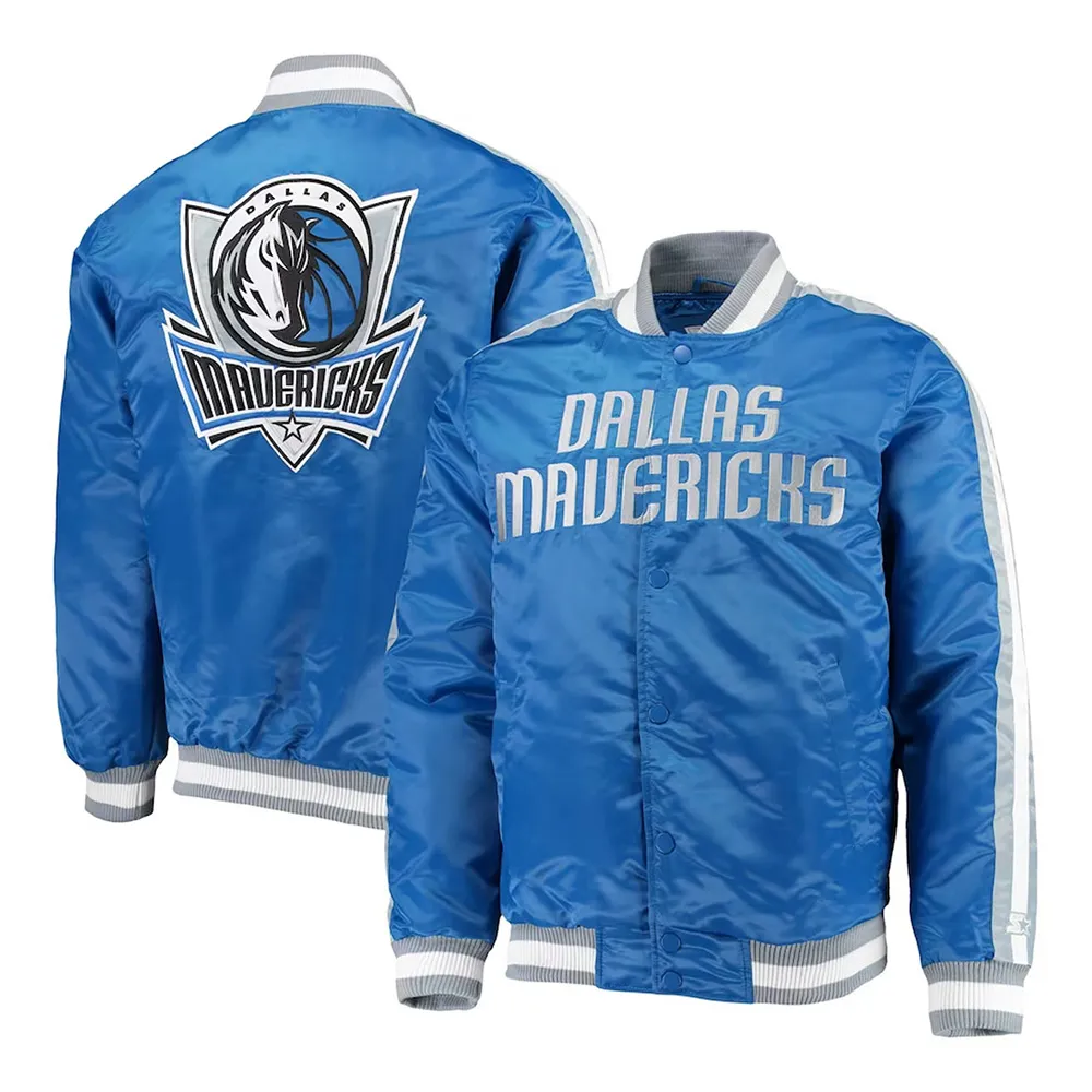 The Offensive Dallas Mavericks Blue Varsity Satin Jacket