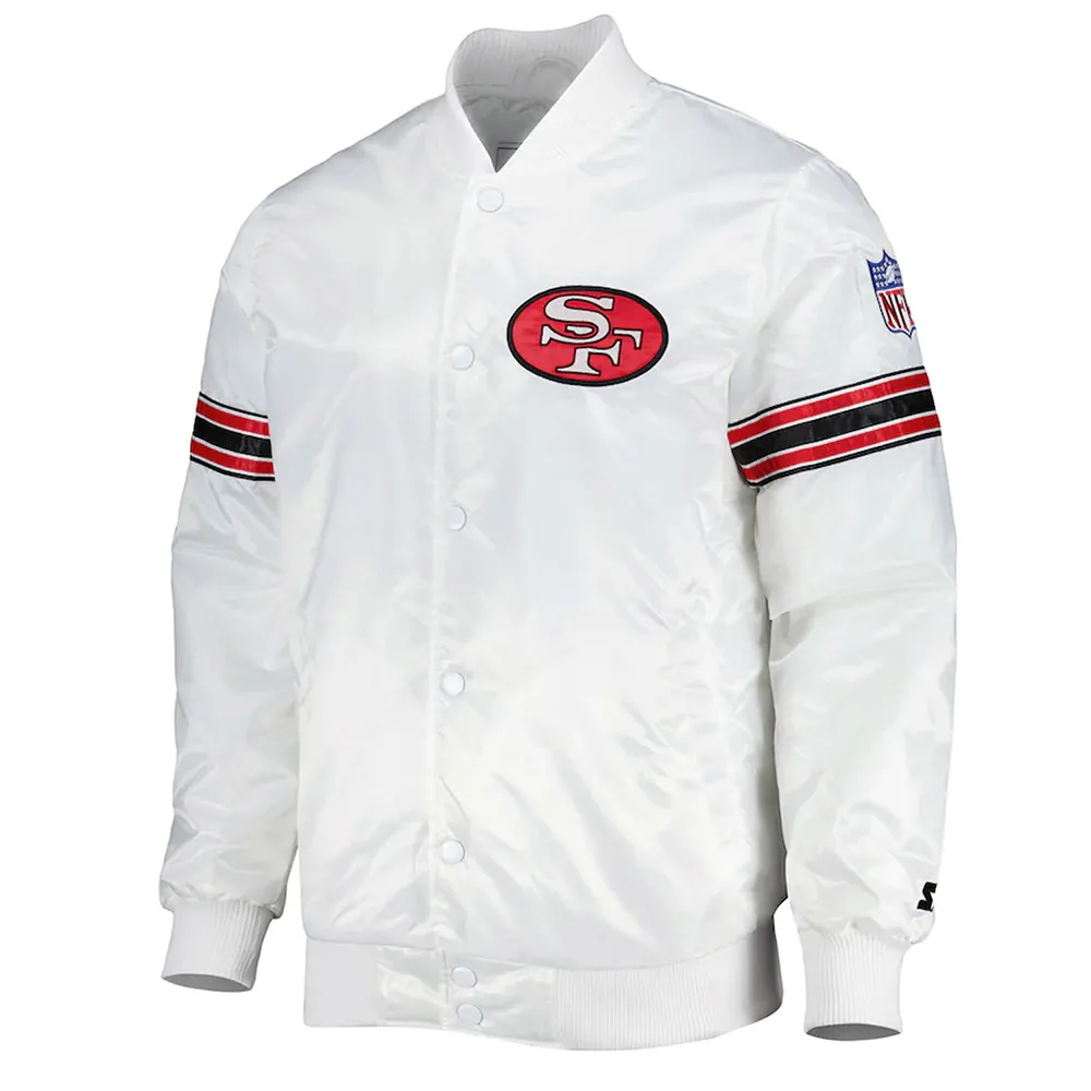 The Power Forward San Francisco 49ers White Satin Jacket