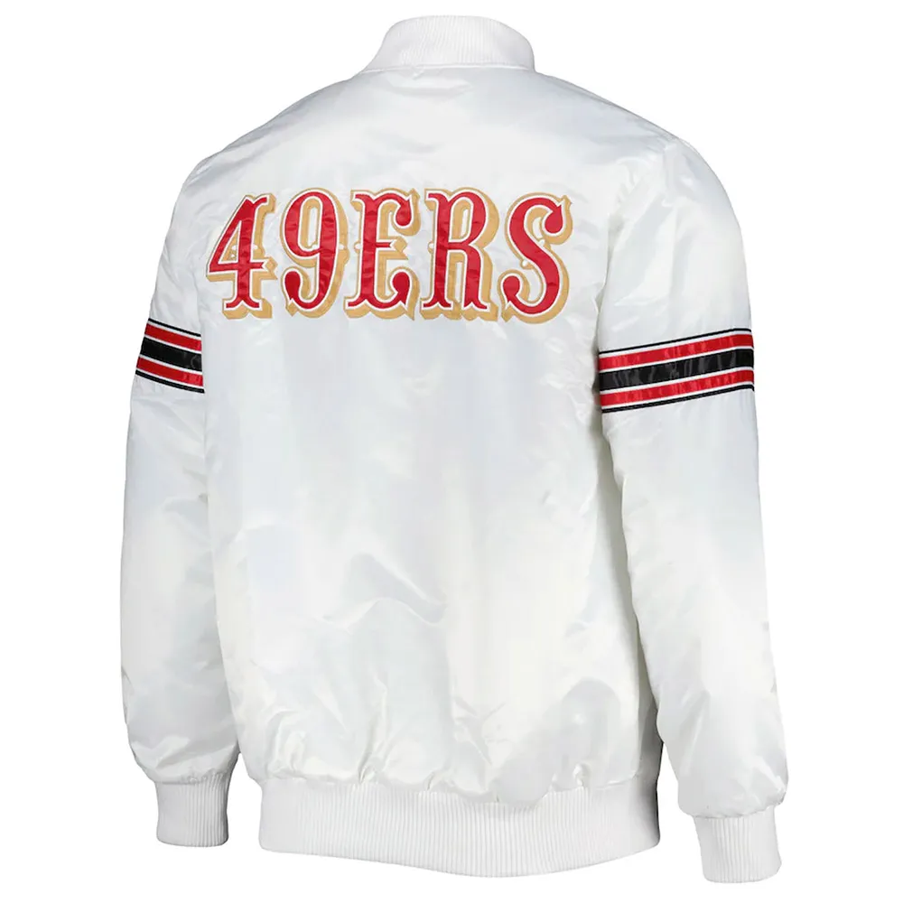 The Power Forward San Francisco 49ers White Satin Jacket