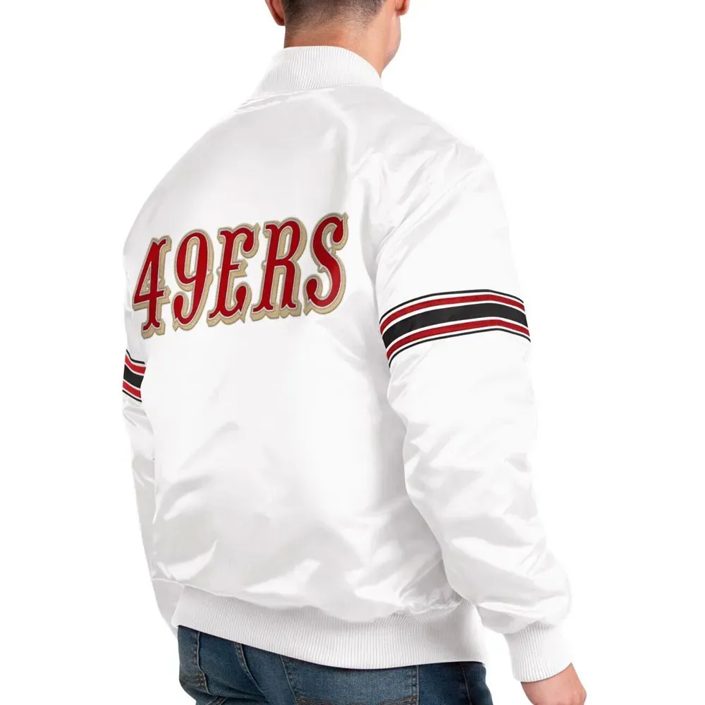 The Power Forward San Francisco 49ers White Satin Jacket