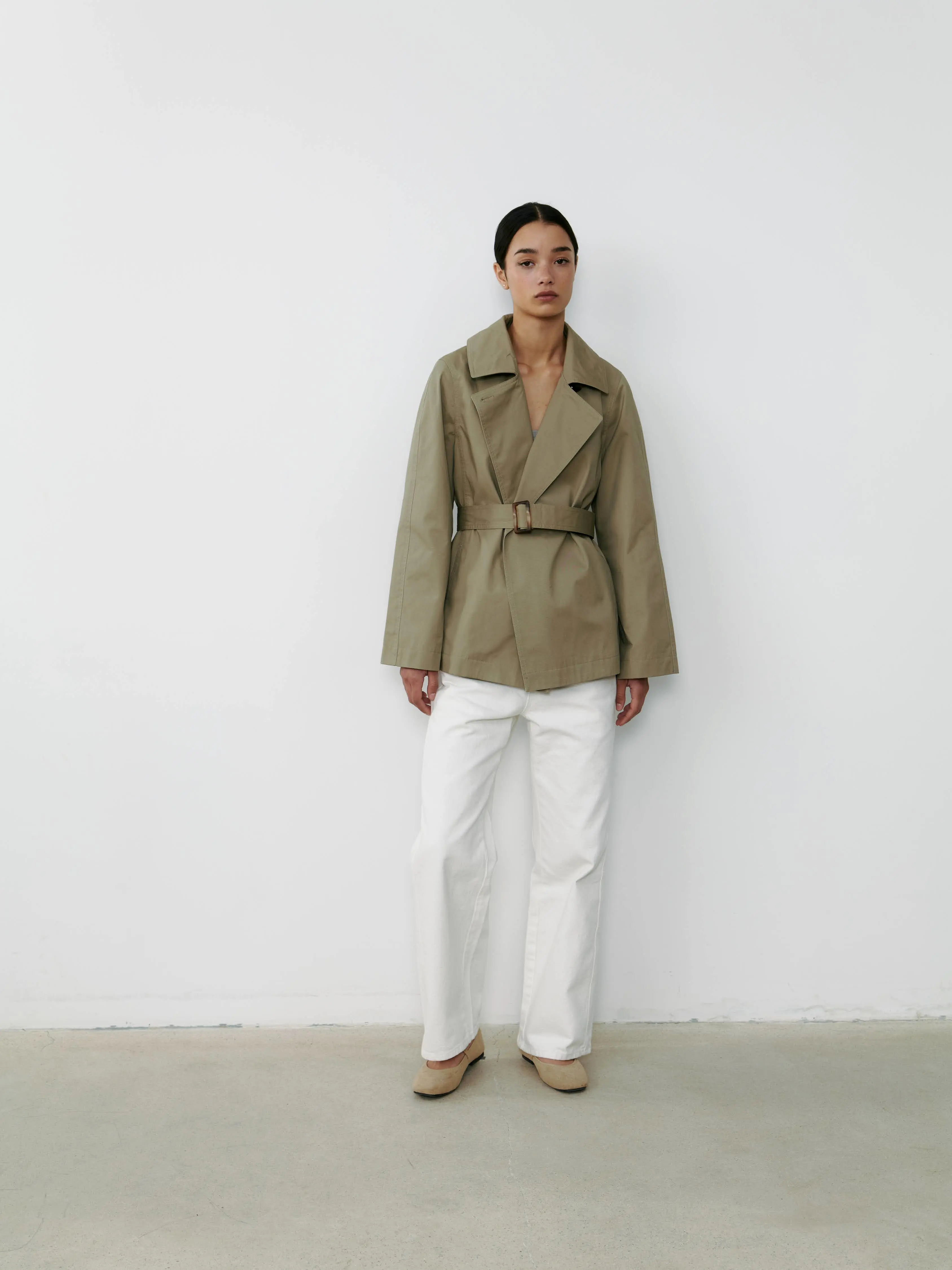 THE TAILORED TRENCH JACKET- SAGE GREEN