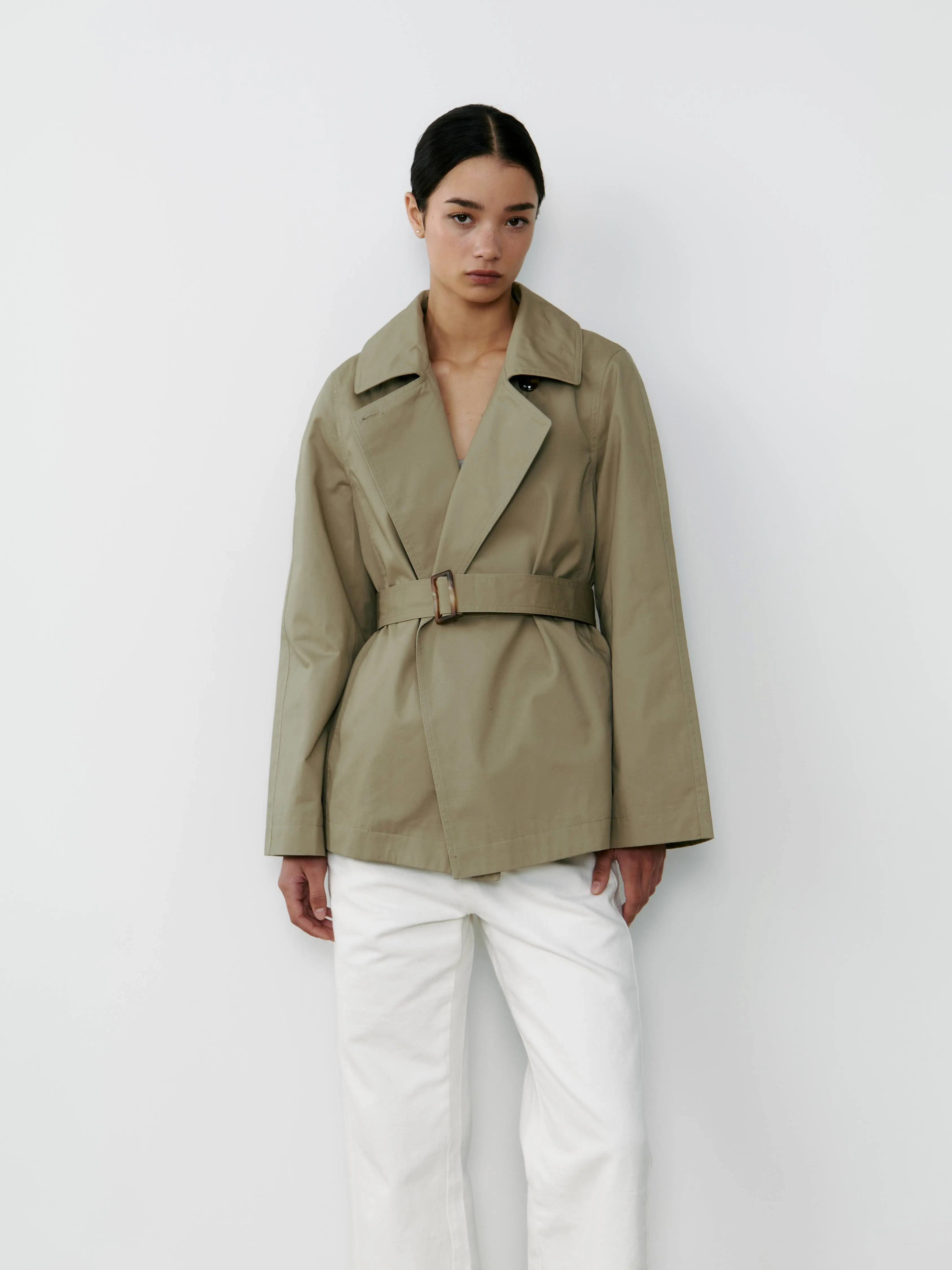 THE TAILORED TRENCH JACKET- SAGE GREEN