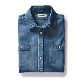 The Utility Shirt in Washed Indigo Herringbone