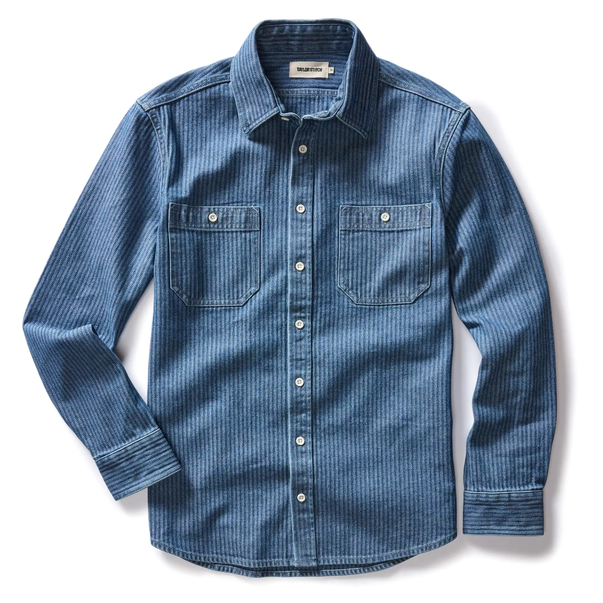 The Utility Shirt in Washed Indigo Herringbone