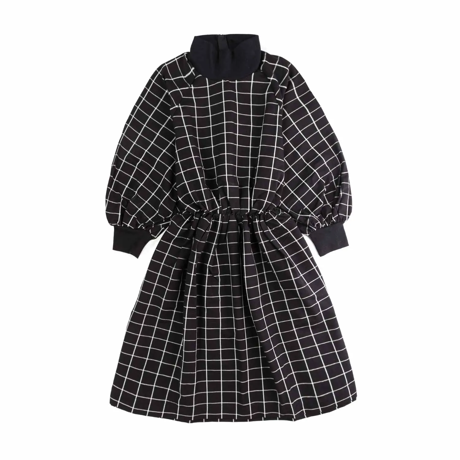 Unlabel Black Check Dress For Girls