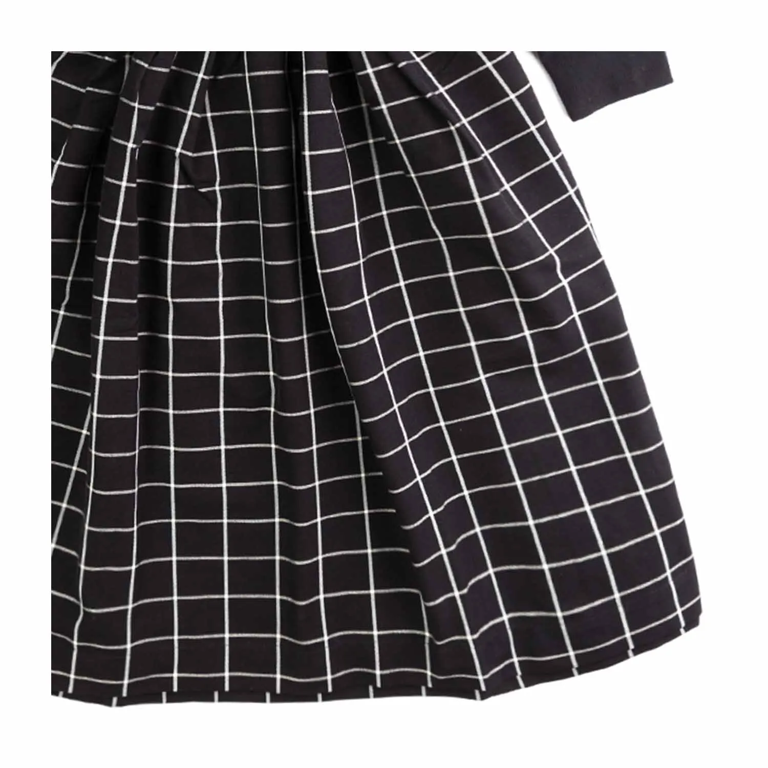 Unlabel Black Check Dress For Girls