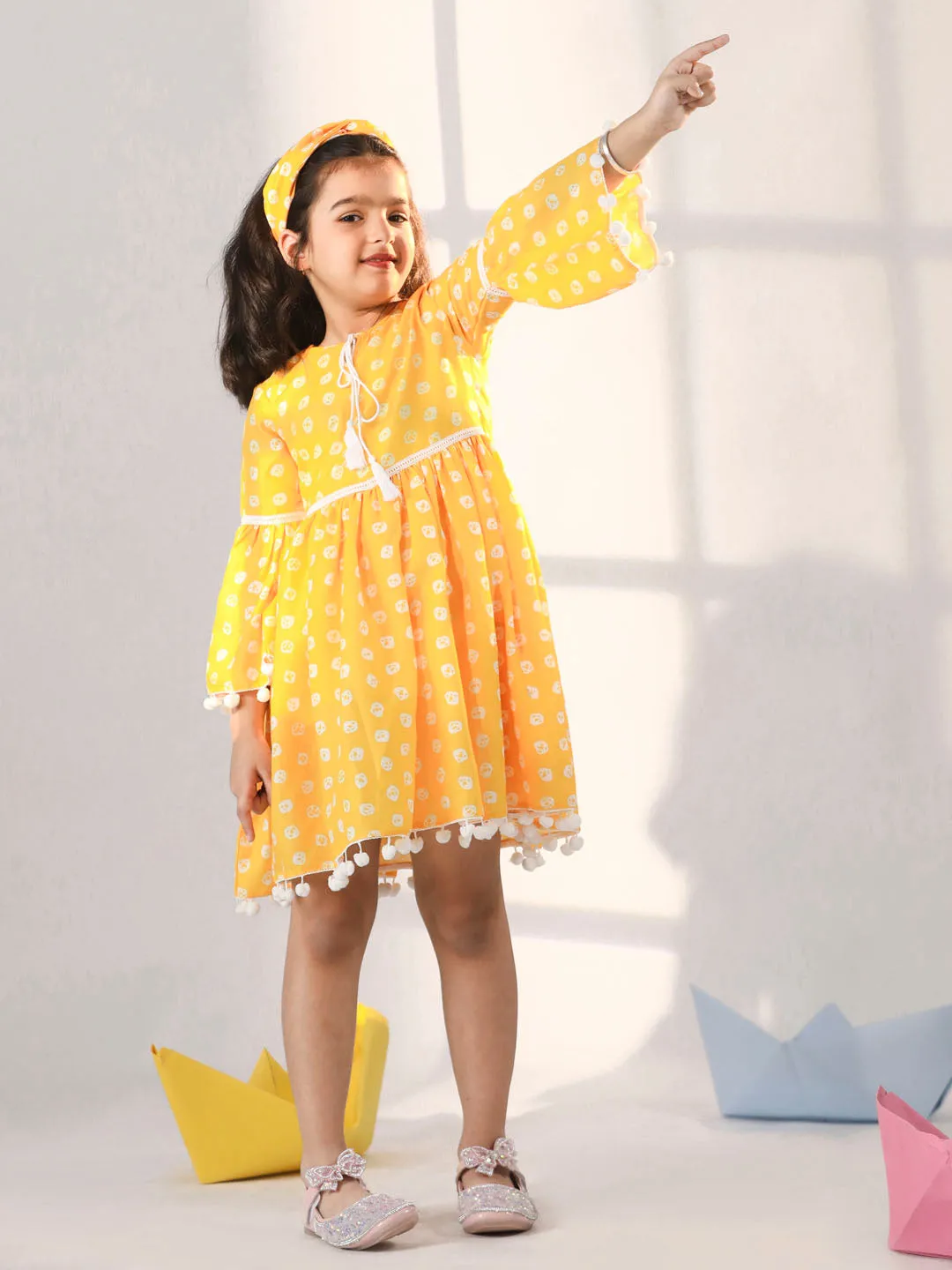 VASTRAMAY Girls' Yellow Dress