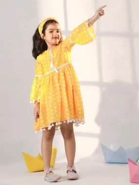 VASTRAMAY Girls' Yellow Dress