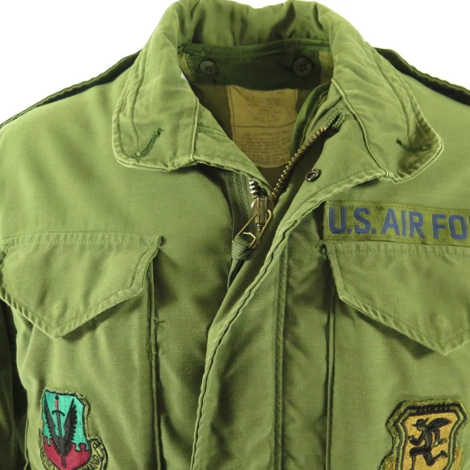 Vintage 70s M-65 Field Jacket S Long US Air Force Fighter Group Military