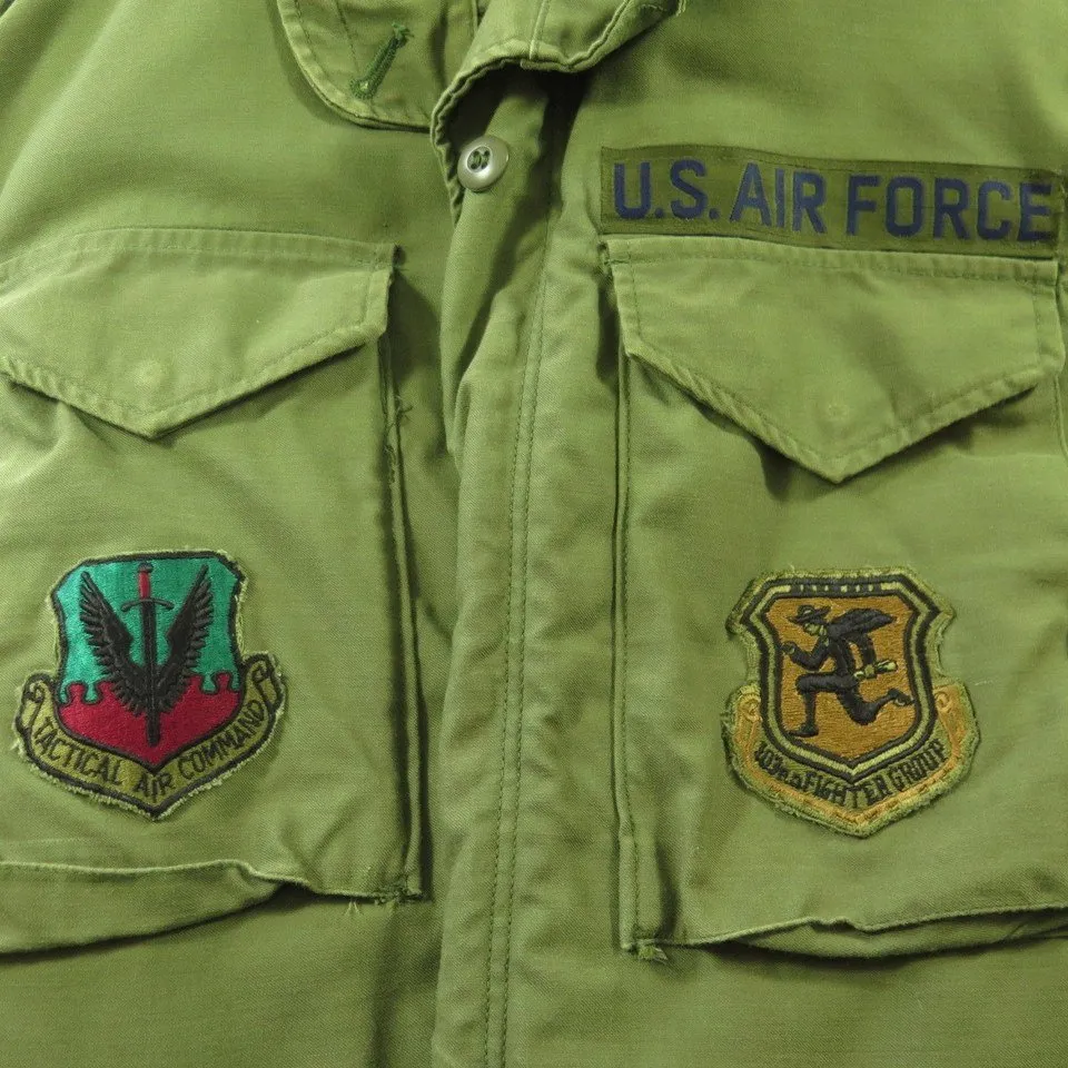 Vintage 70s M-65 Field Jacket S Long US Air Force Fighter Group Military