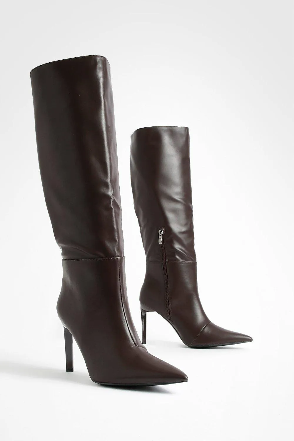 Wide Width Stiletto Mid Height Knee High Boots