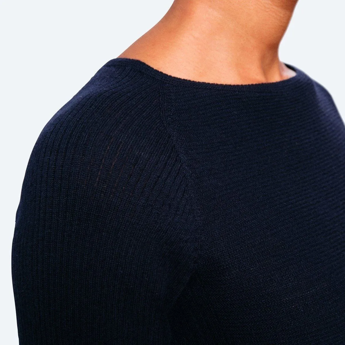 Women's 3D Print–Knit Merino Crew - Navy