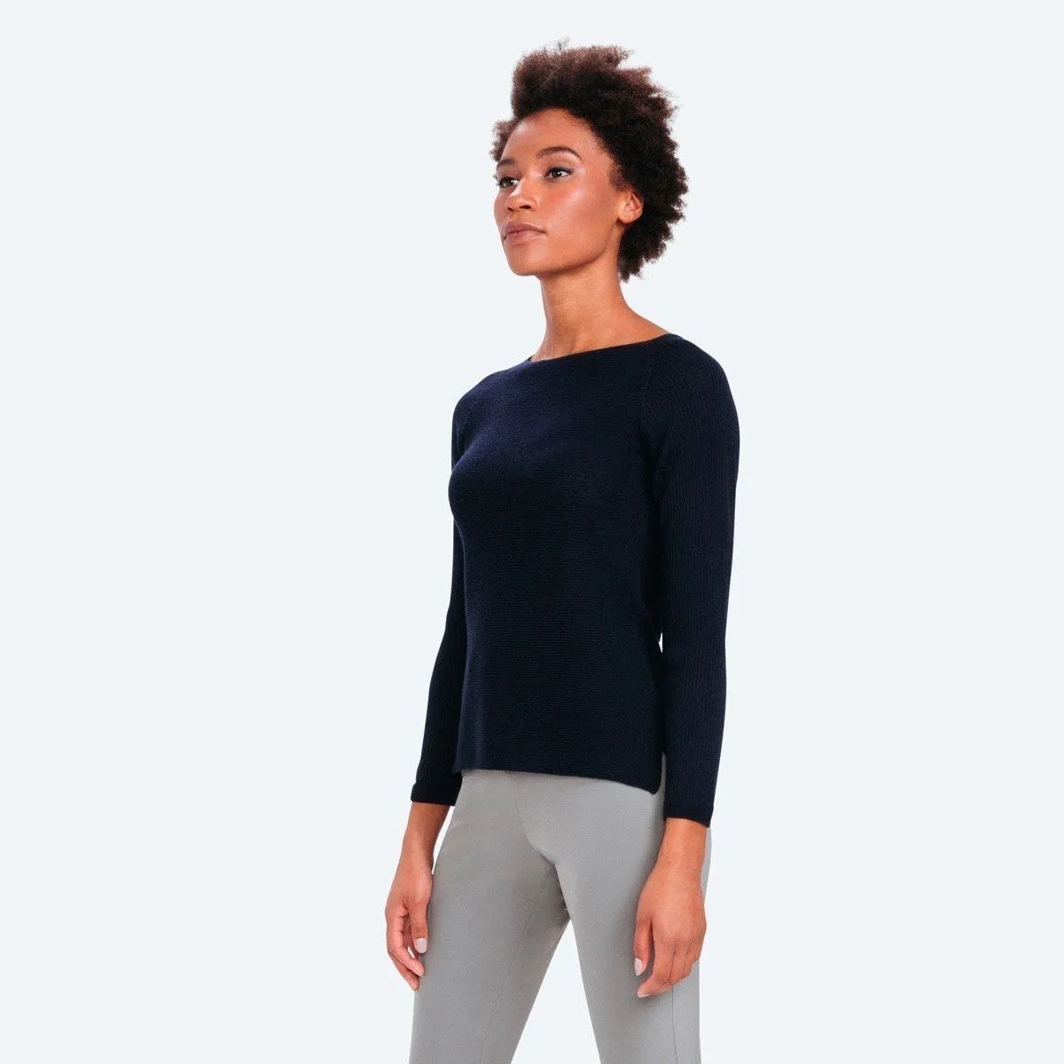 Women's 3D Print–Knit Merino Crew - Navy