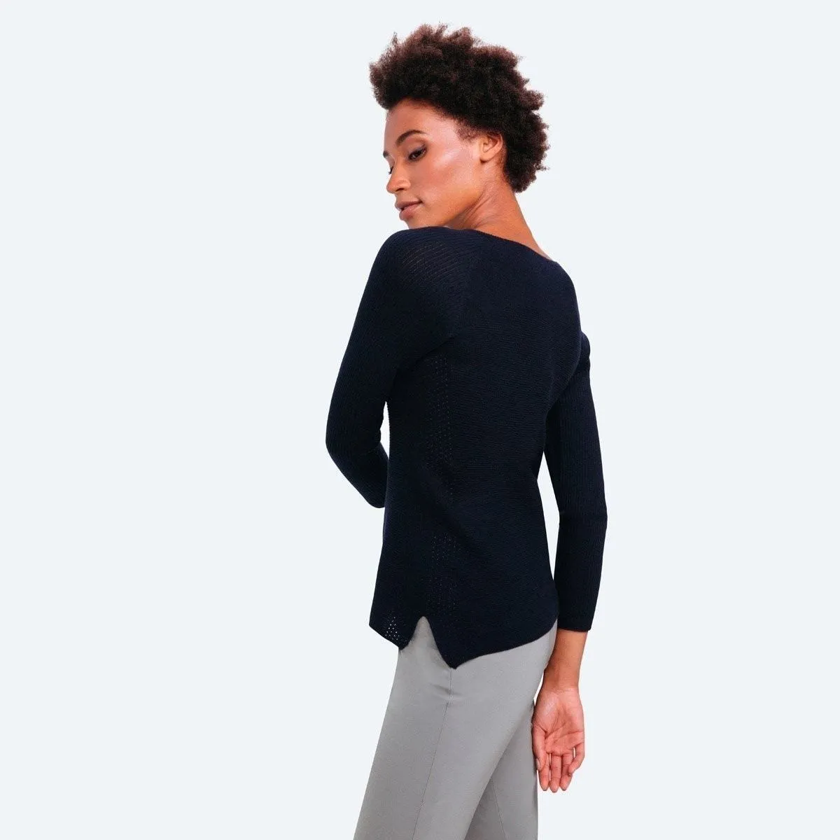 Women's 3D Print–Knit Merino Crew - Navy