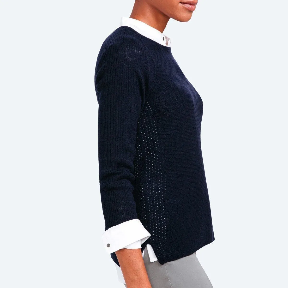 Women's 3D Print–Knit Merino Crew - Navy