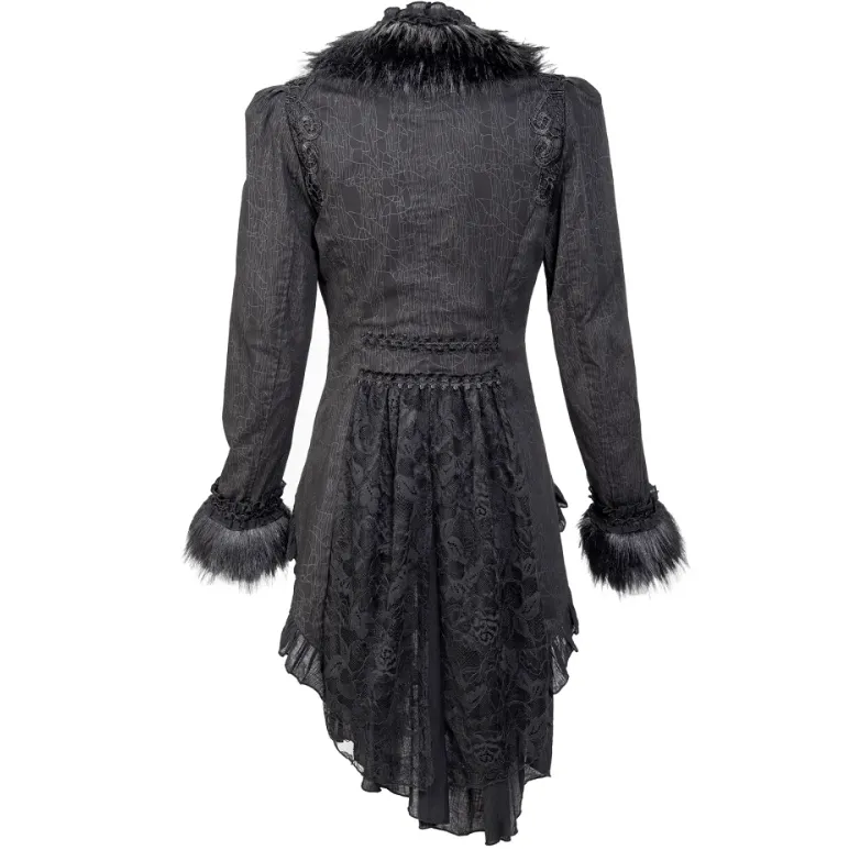 Women's Gothic Ruffled Lace Splice Swallow-tailed Coat