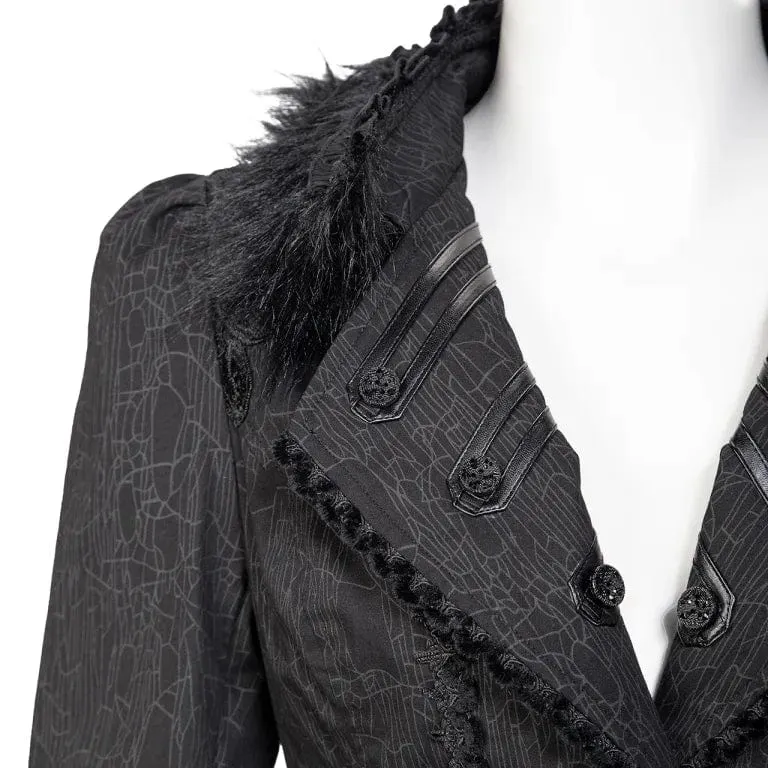 Women's Gothic Ruffled Lace Splice Swallow-tailed Coat