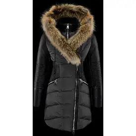 Women's Nicole Benisti Waist Cinching Quilted Puffer - Black/Natural