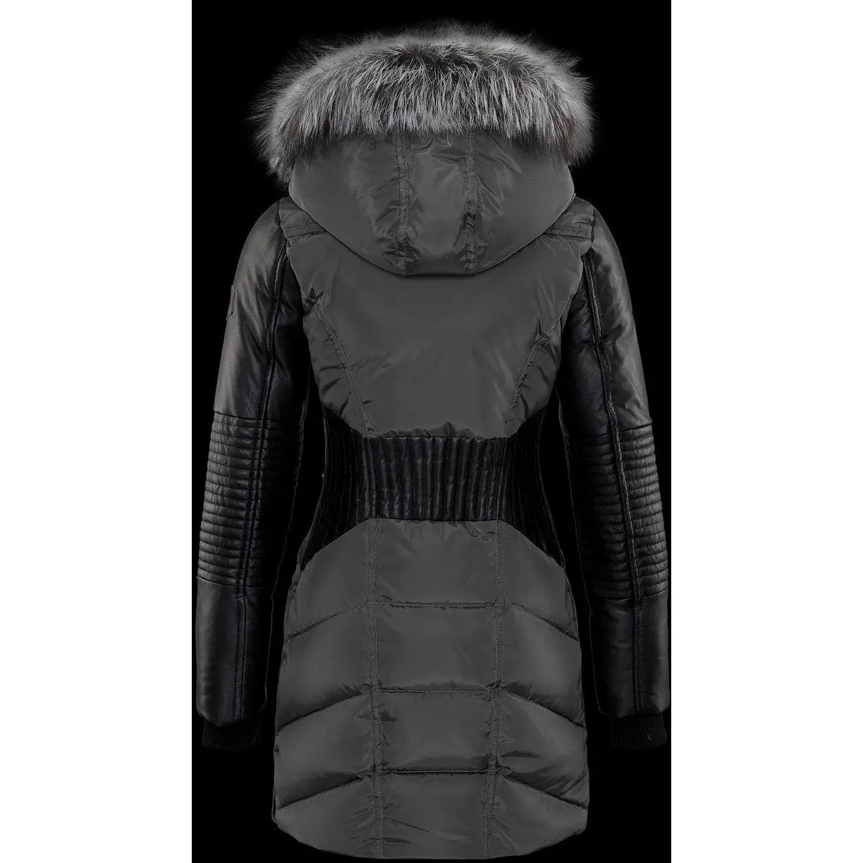 Women's Nicole Benisti Waist Cinching Quilted Puffer - Grey/Silver