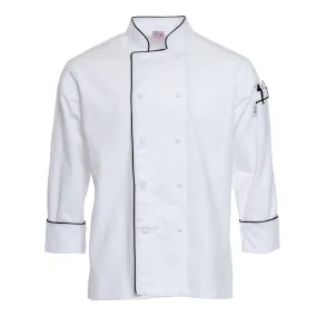 Women's White Chef Coat with Black Piping 4711W