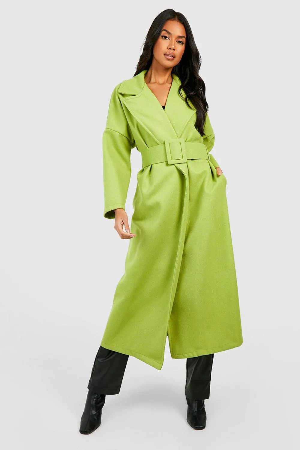 Wool Look Oversized Belted Coat