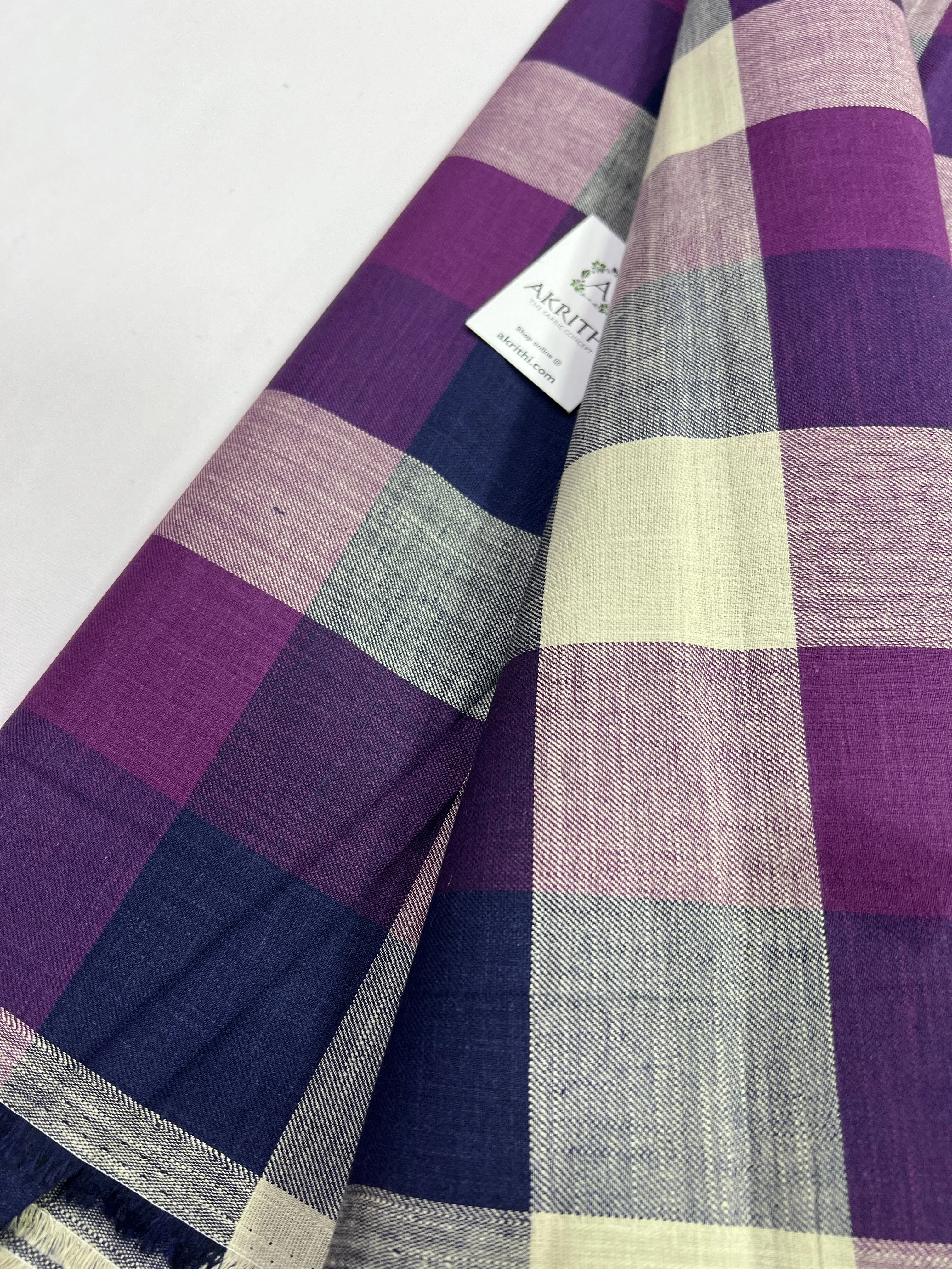 Woven check pure cotton fabric