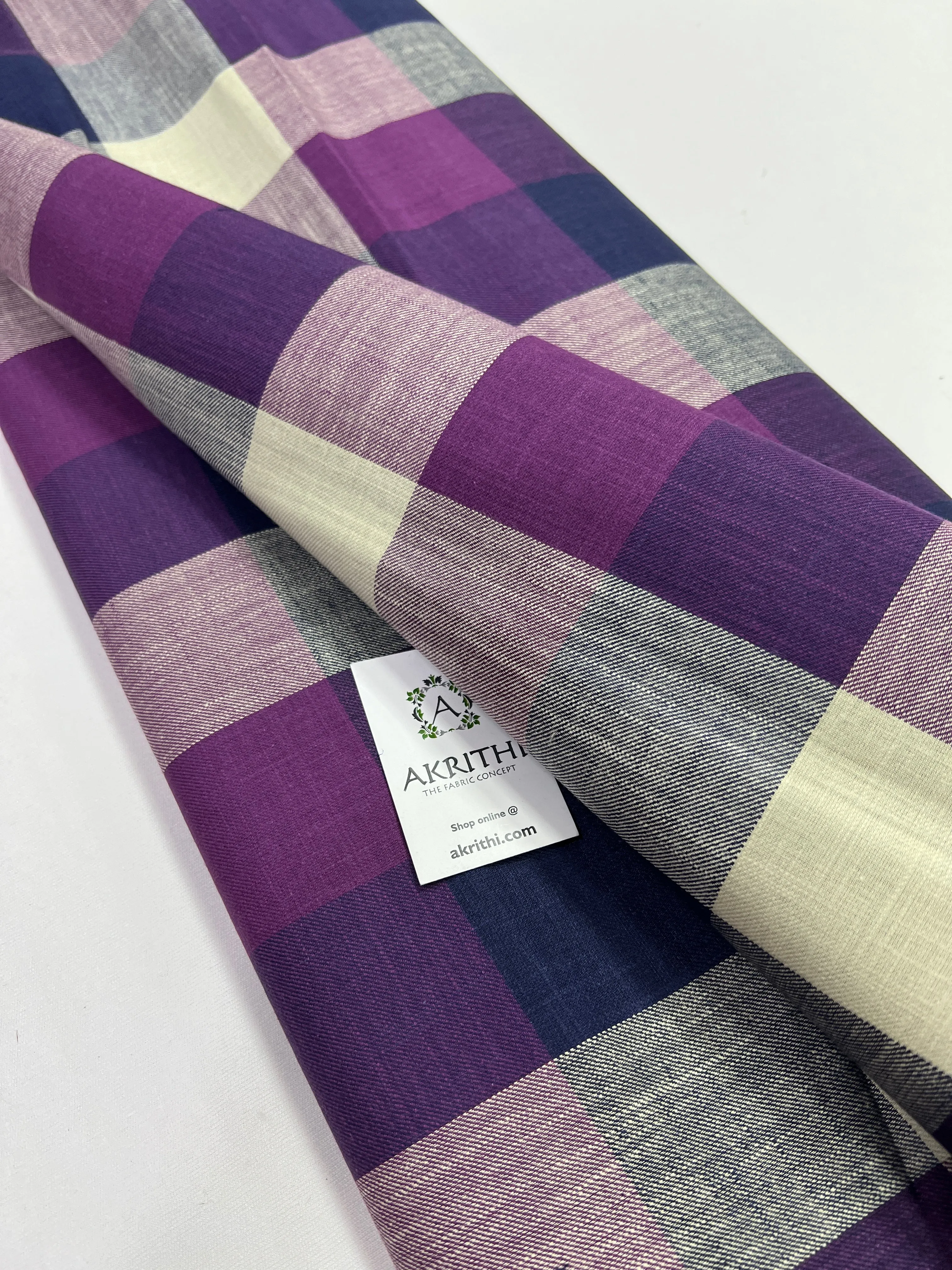 Woven check pure cotton fabric