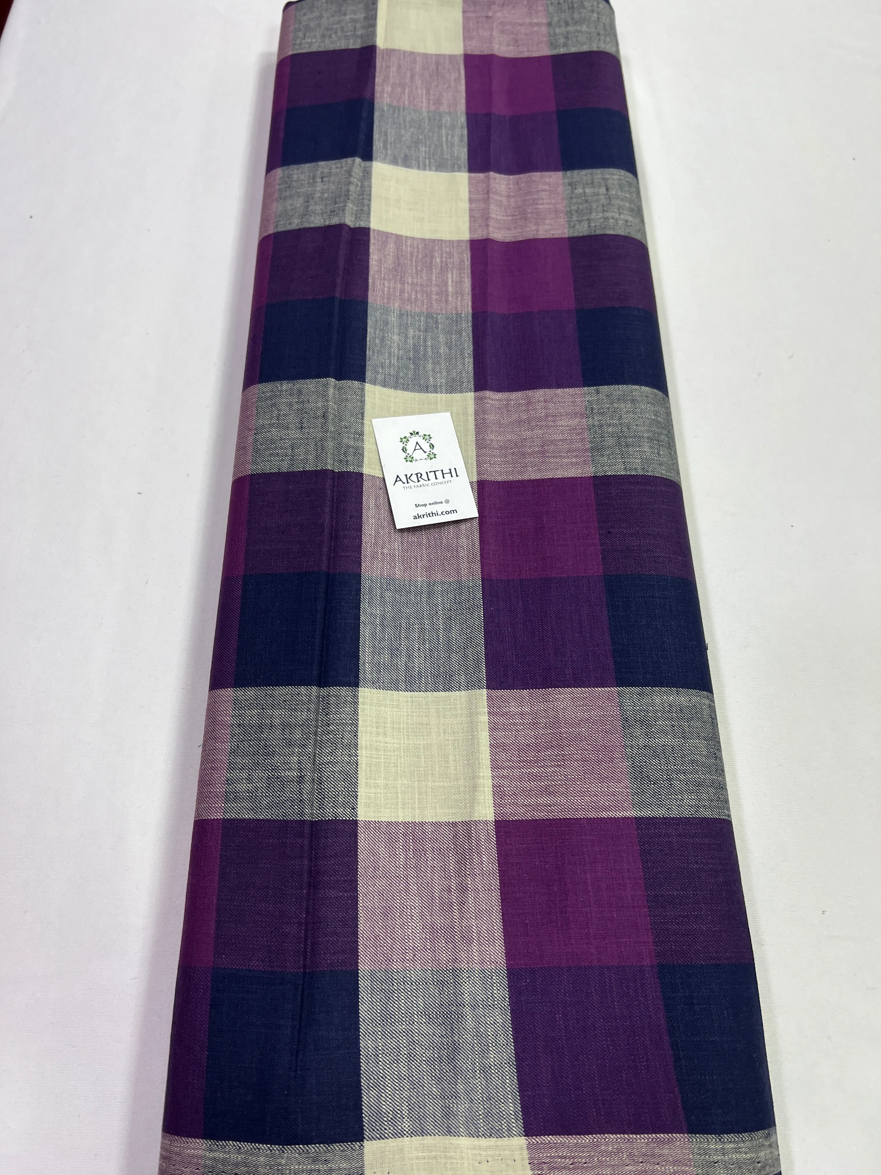 Woven check pure cotton fabric