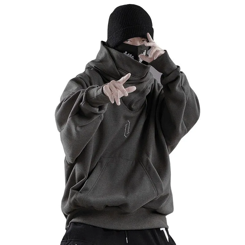 Xituodai Spring autumn High collar hoodie loose comfortable Men's clothes Harajuku Hiphop streetwear Fleece hooded oversize Swea