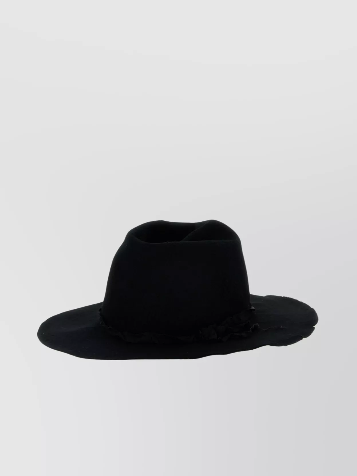 Yohji Yamamoto   Wide brim unstructured crown textured band hat